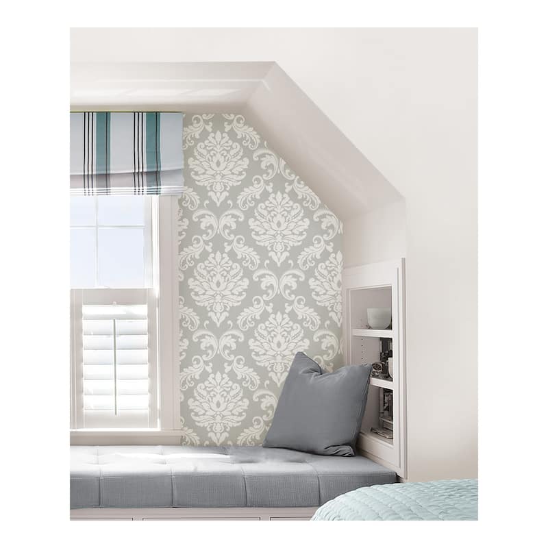 NuWallpaper Ariel Grey Peel & Stick Wallpaper - 216in x 20.5in x 0.025in