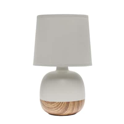 Simple Designs Petite Mid Century Table Lamp, Dark Wood and Light Gray - N/A
