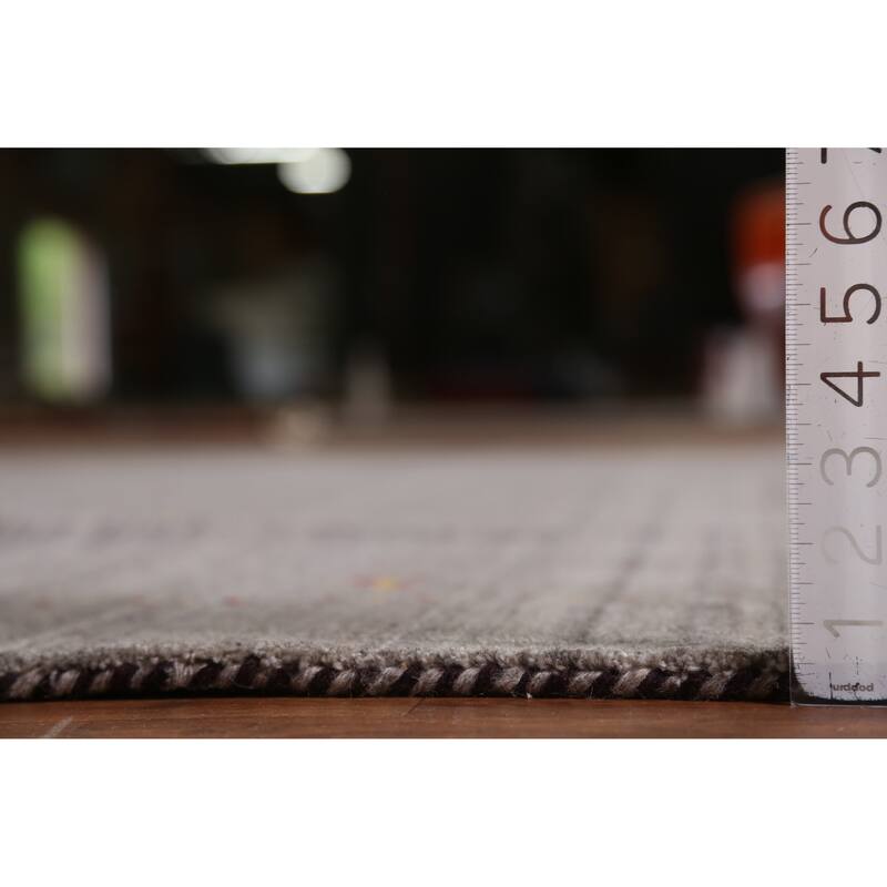 Hand Knotted Oriental 100% Wool Carpet Tribal Animal Pictorial Greys & Charcoal Gabbeh Area Rug - 9' 9'' X 8' 2''