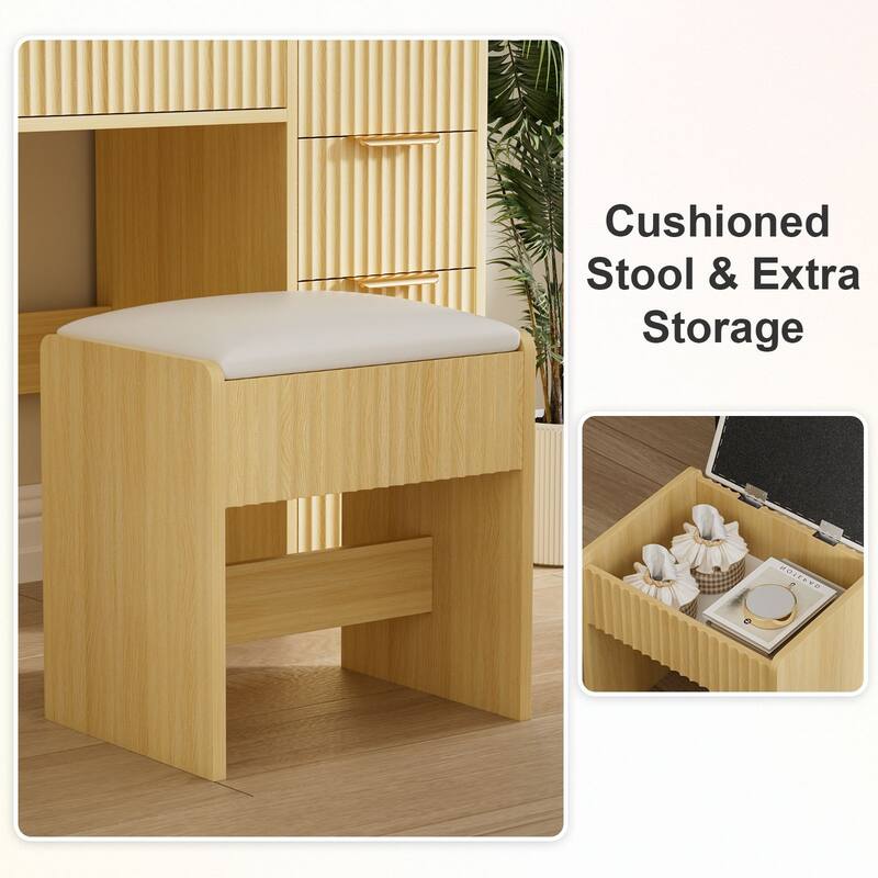 Meyreso Vanity Set With Lighted Mirror