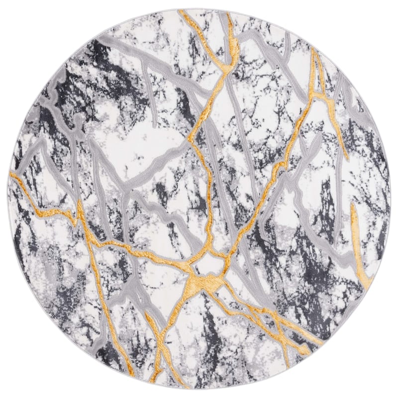 SAFAVIEH Amelia Donielle Modern & Contemporary Rug - 6'7" Round - Grey/Gold