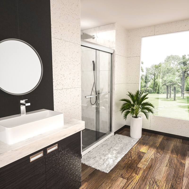 48" W x 76"H Framed Double Sliding Shower Doors - 48'' x 0.32'' x 76''