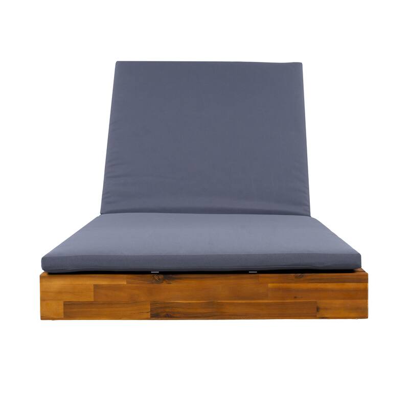 Christopher Knight Home - Outdoor Acacia Wood Chaise Lounge with Ergonomic 2-Fold Thin Water-Repellent Cushion - 79.6"L