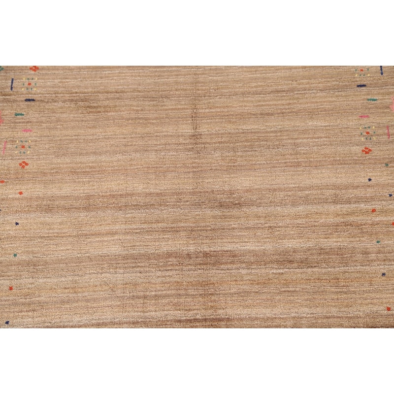 Tribal Striped Gabbeh Oriental Area Rug Handmade Wool Carpet - 4'4"x 5'9"