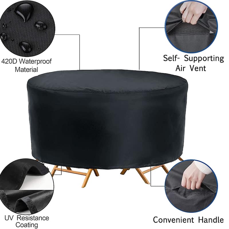 Round Patio Table Covers, Patio Furniture Set Covers Garden Table Chairs Set Covers
