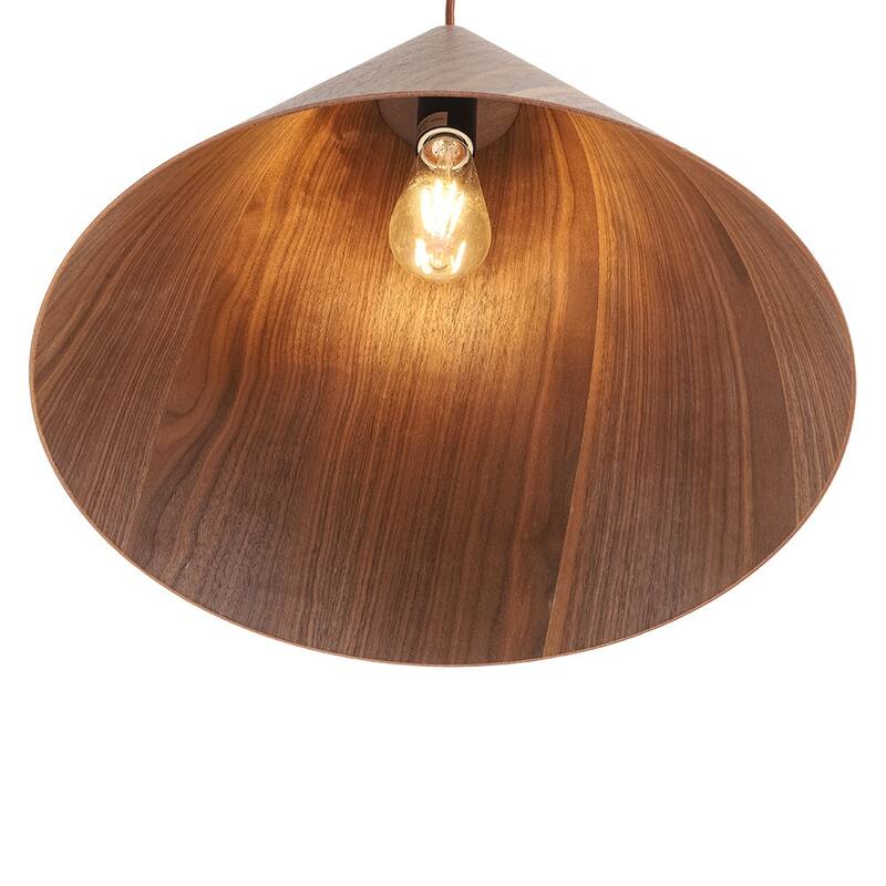 Scandinavian Wood Grain Large Tapered Conical Pendant Light 17.7in