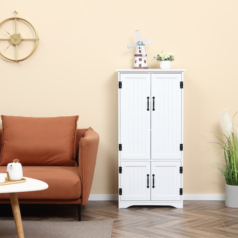 48.5" Farmhouse Kitchen Pantry, Floor Storage Cabinet, Cupboard Organizer, White