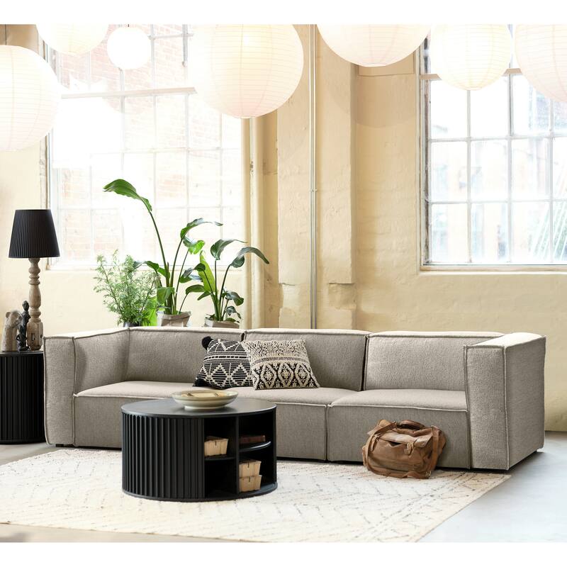 Rye Studio Deep Seat Modular Sofa - 3 Piece - Taupe Boucle