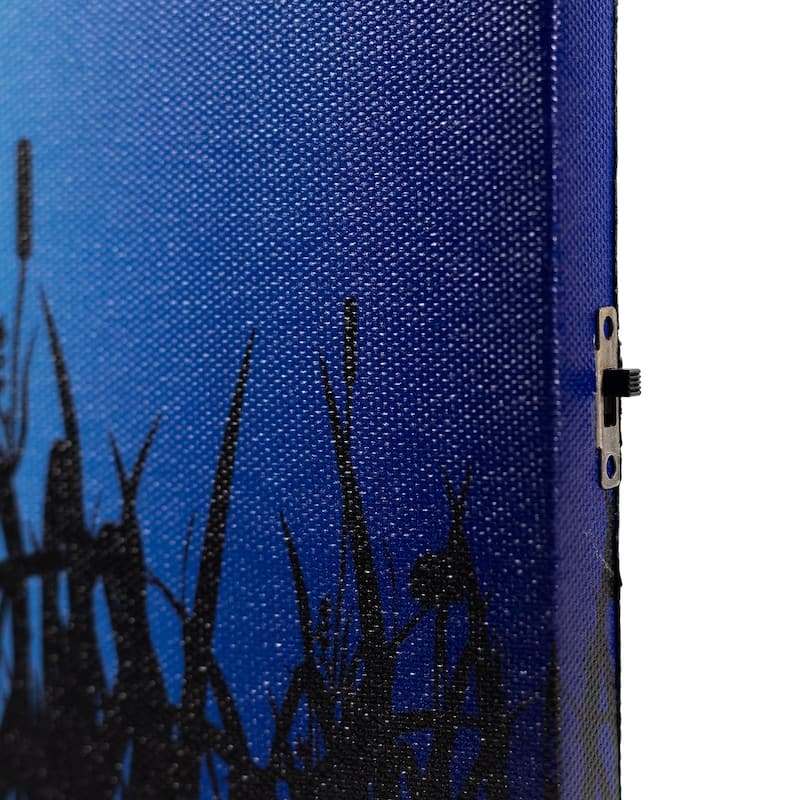 LED Lighted Jack-O-Lanterns Bats Halloween Canvas Wall Art 23.5 x 15.5