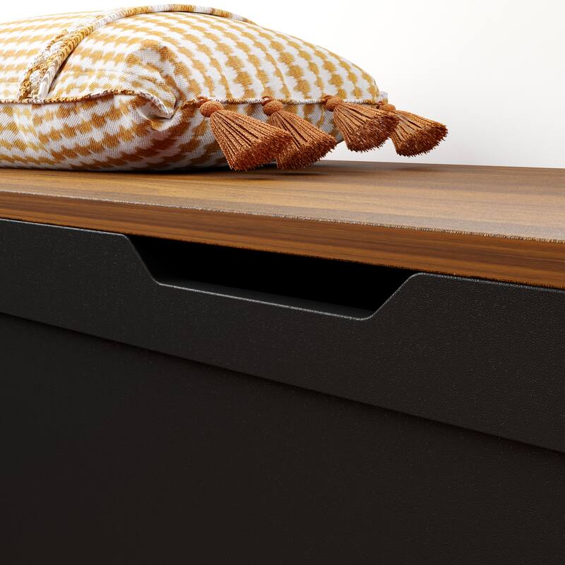 Corner Entryway Bench w/Hidden Storage White Oak Finish Shoe Cabinet