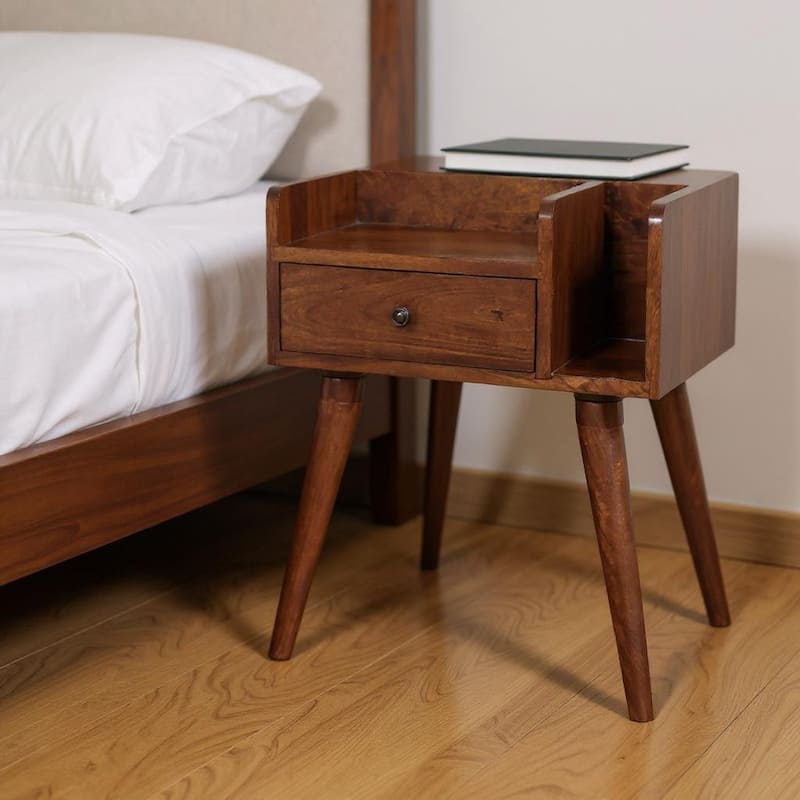 HomeRoots 22" Chestnut Solid Wood One Drawer Nightstand - Chestnut - 1-drawer