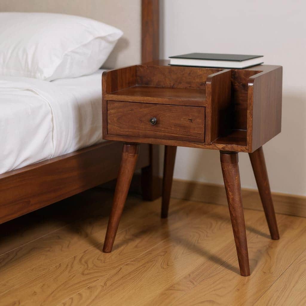 HomeRoots 22" Chestnut Solid Wood One Drawer Nightstand