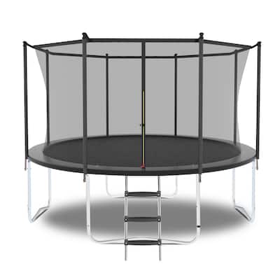 Trampoline with Safety Enclosure Net, Outdoor Trampoline with Heavy Duty Jumping Mat