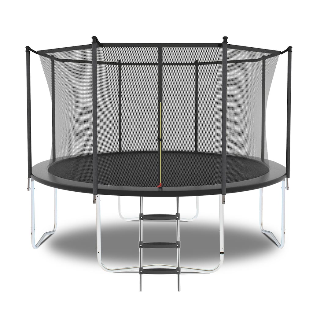 Trampoline with Safety Enclosure Net, Outdoor Trampoline with Heavy Duty Jumping Mat