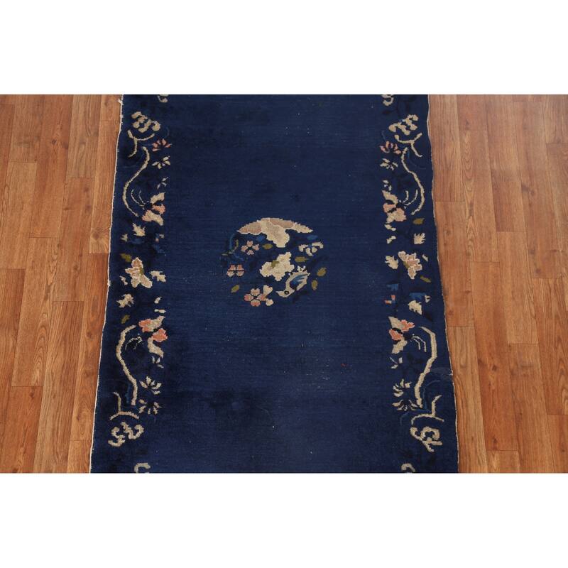 Antique Vegetable Dye Art Deco Chinese Oriental Wool Rug Hand-knotted - 3'1" x 5'9"