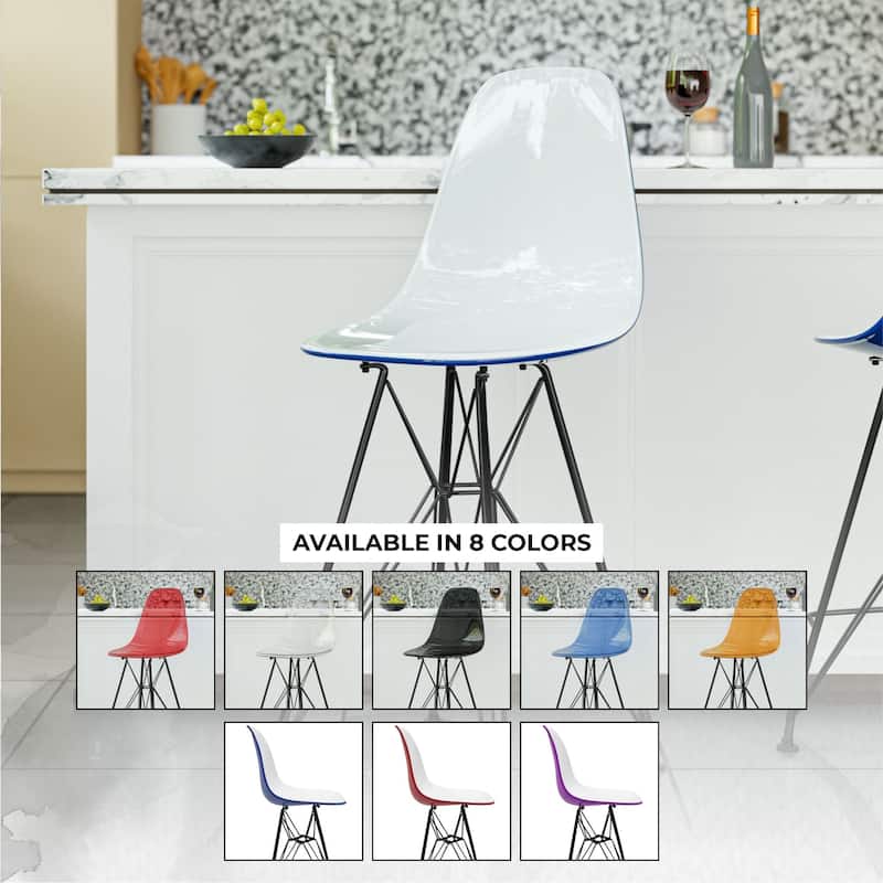 ABS Resin Barstool with Black Steel Base Cresco Series by LeisureMod