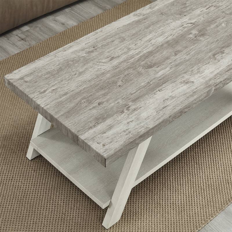 Contemporary Wood Coffee Table with Shelf