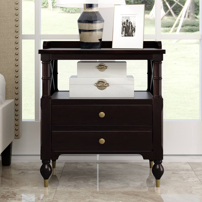 2 Drawers Modern Nightstand