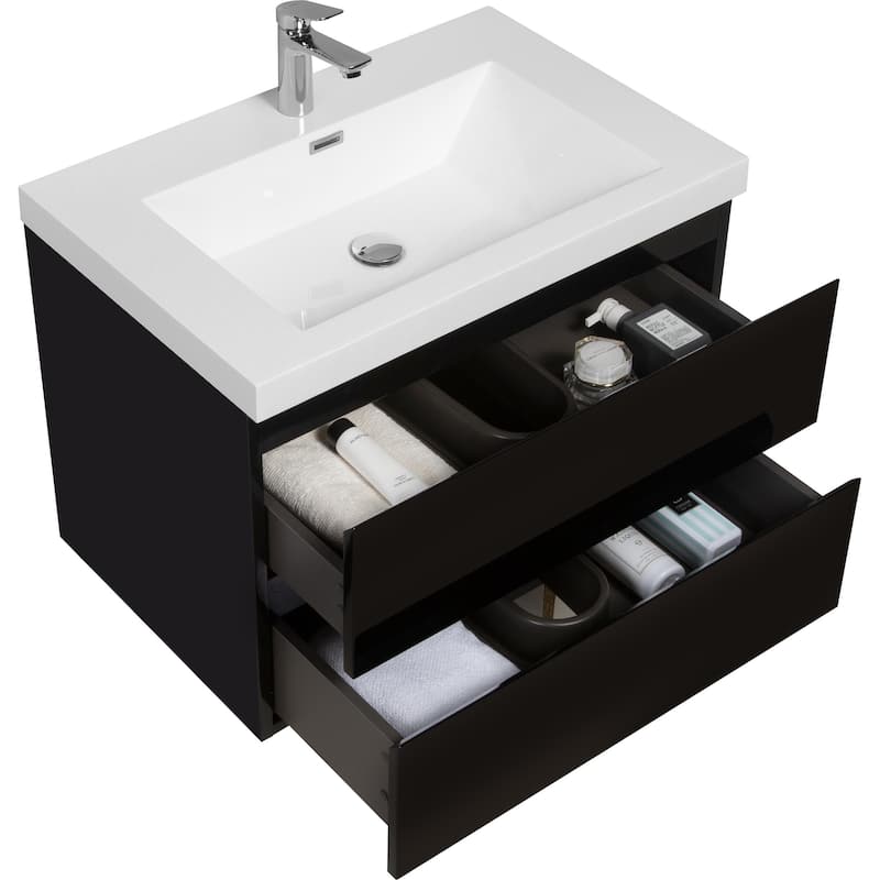 30"Bathroom Vanity with Sink,Modern Wall-Mounted Bathroom Storage Vanity Cabinet with Resin Top Basin and Soft Close Drawers