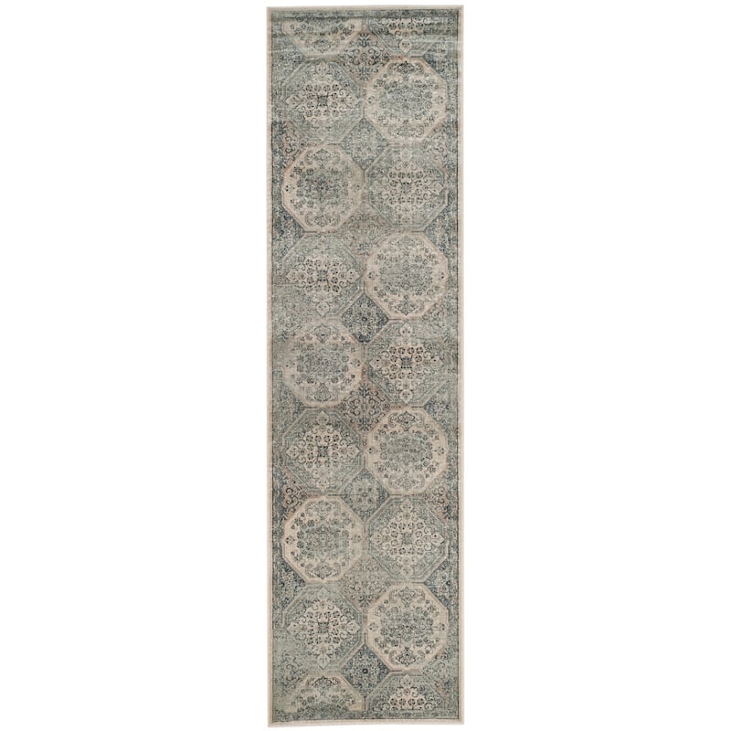 SAFAVIEH Vintage Distressed Boho Retta Oriental Rug - 2'2" x 8' Runner - Cream/Blue