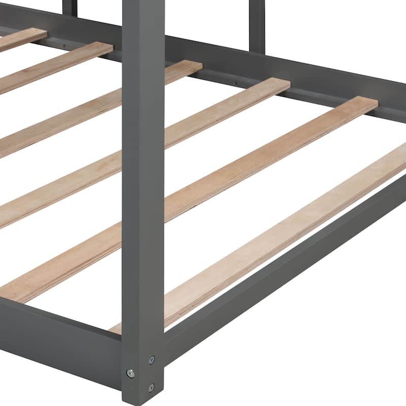 Full Over Full WoodBunk Bed with Roof, Window