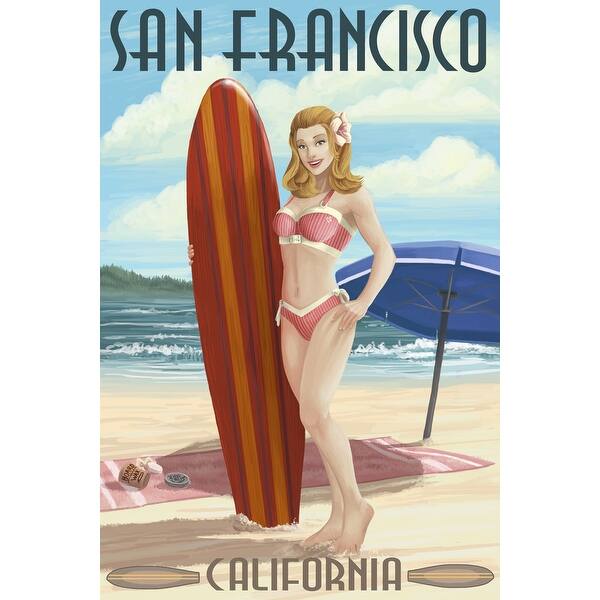 Shop San Francisco California Pinup Girl Surfing Lantern