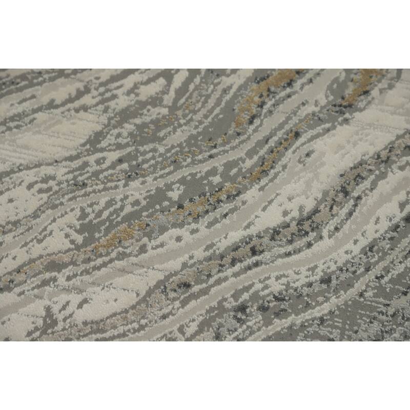 Machine Made Oriental Polyester Carpet Modern Abstract Greys & Charcoal Modern Area Rug - 7' 5'' X 5' 2''