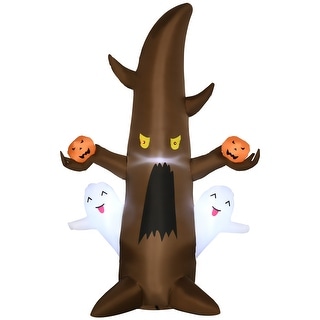 5' Halloween Inflatables Outdoor Decorations Ghost Tree with Pumpkins with LED Lights