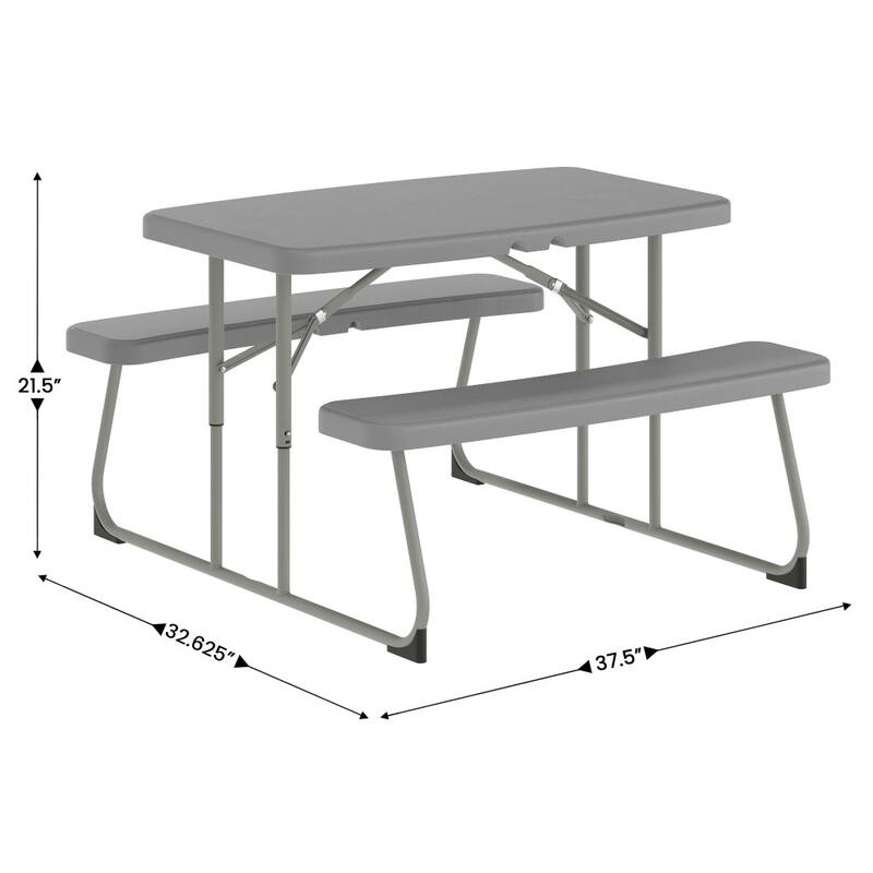 Indoor/Outdoor Commercial Grade Kids Folding Picnic Table with Benches - 37.5"D x 32.625"W x 21.5"H