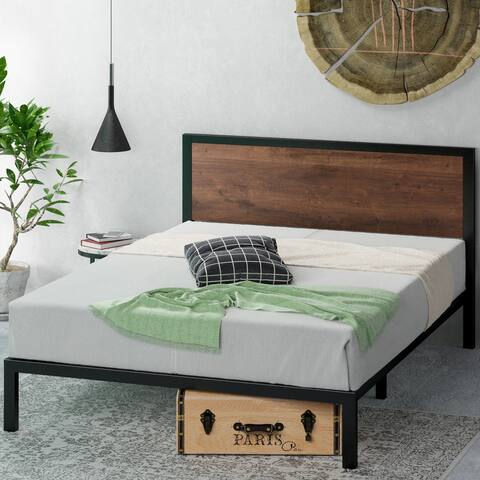 Priage by ZINUS Black and Brown Metal and Wood Platform Bed Frame