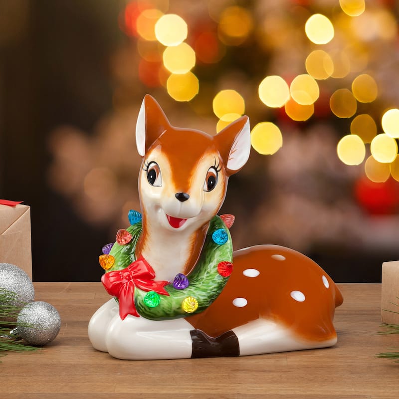 9" Nostalgic Ceramic Lit Reindeer