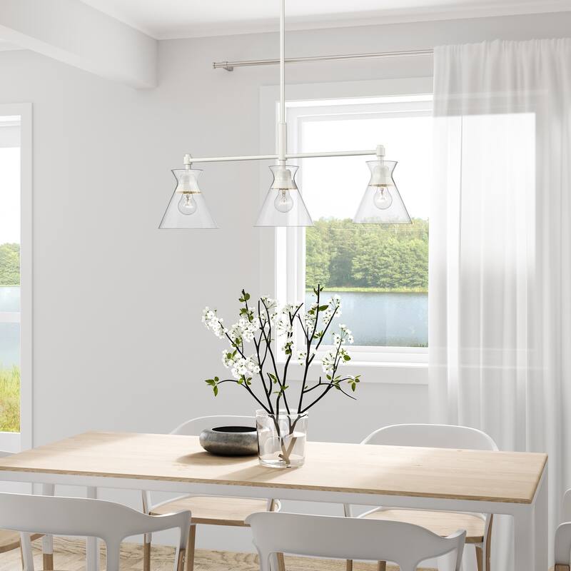 Malta 34" Wide 3-Light Linear Pendant with Clear Glass