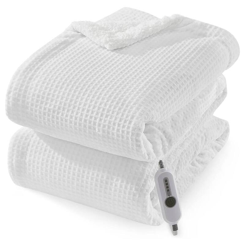 Electric Waffle Fast Heating Flannel Blanket, White - 50*60 inch