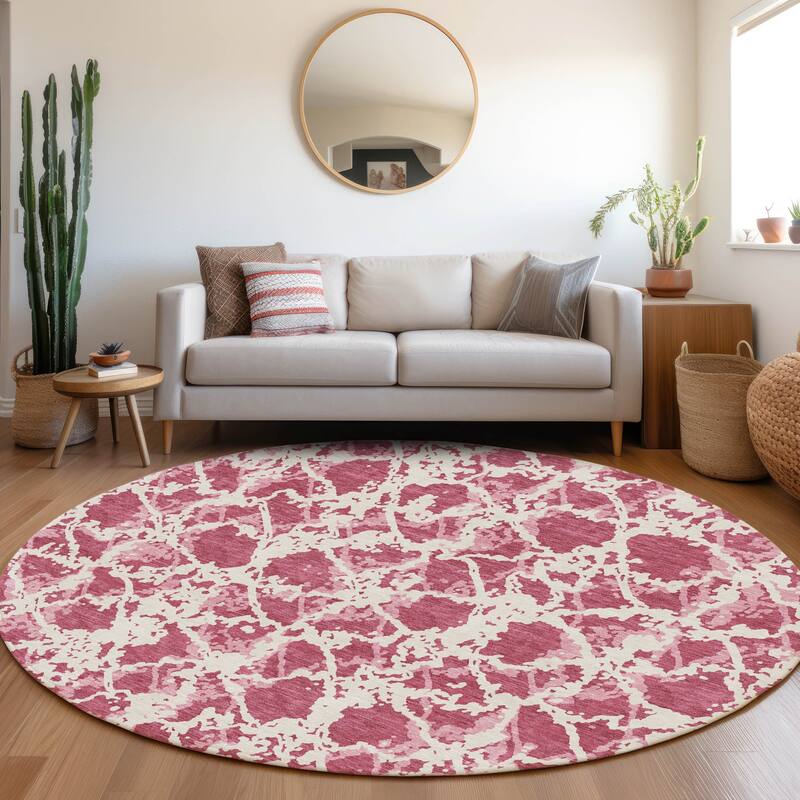 Premium Washable Super Soft Abstract Fusion Mayfield Rug - Blush - 8' x 8'