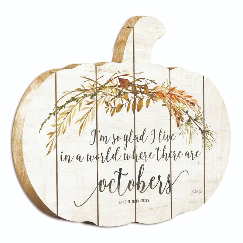 17" Ivory and Brown October Hanging Pumpkin Thanksgiving Wall Decor