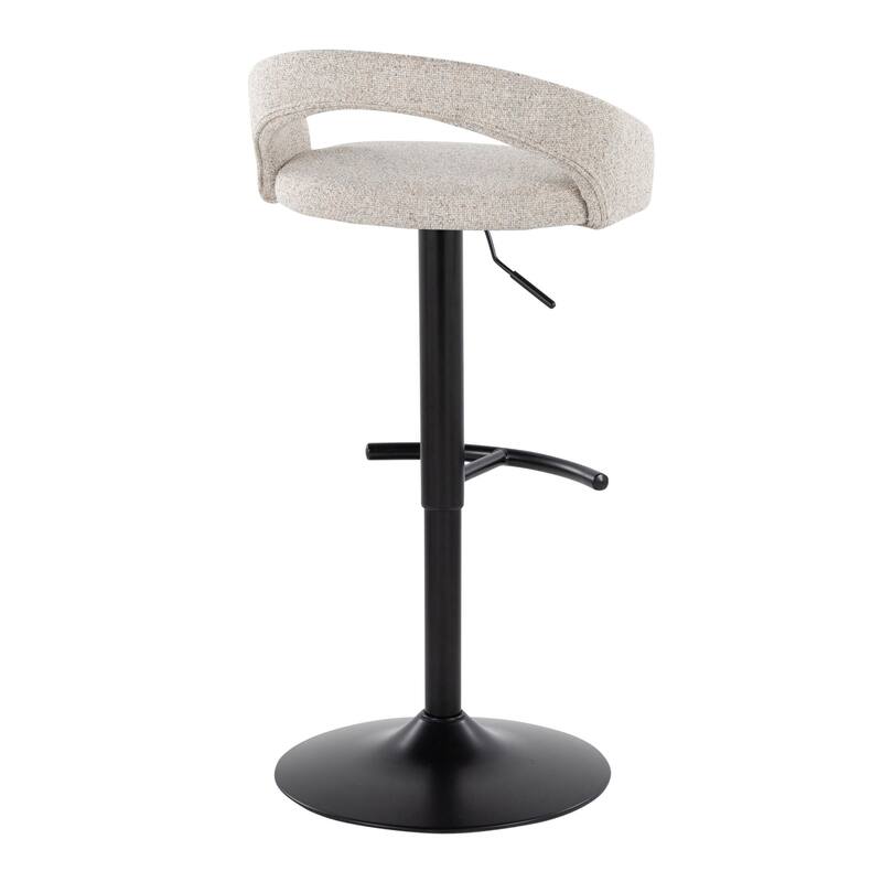 Grotto Upholstered Adjustable Barstool with Black Base