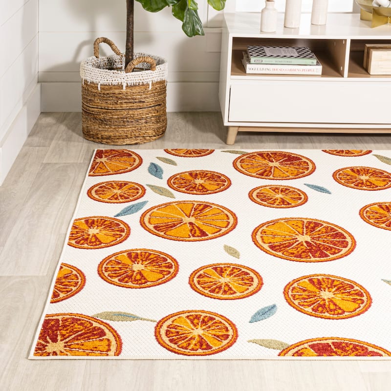 JONATHAN Y Ananas Citrus Slice High-Low Indoor/Outdoor Area Rug