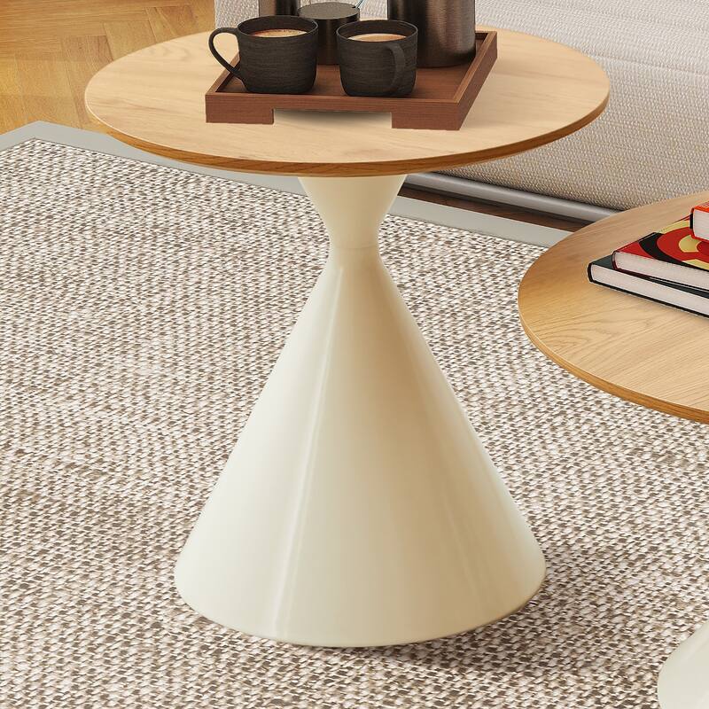2 Piece Round Coffee Table Set End Tables