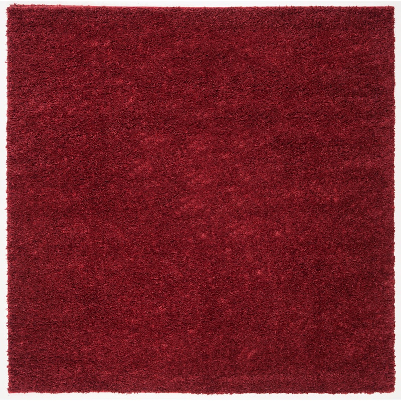 SAFAVIEH August Shag Solid 1.2-inch Thick Area Rug - 4' Square - Burgundy