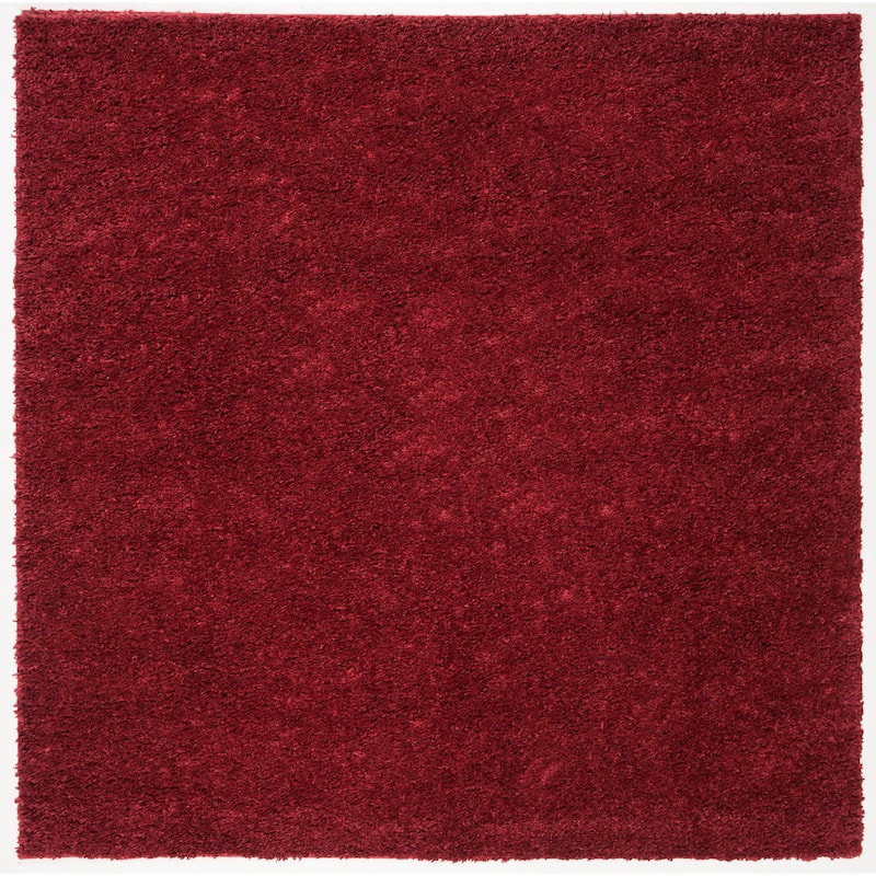 SAFAVIEH August Shag Solid 1.2-inch Thick Area Rug - 8'6" Square - Burgundy