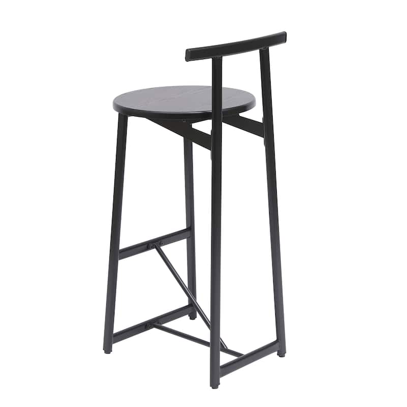 27''H Barstool Set of 3 Wooden Round Bar Stools with Footrest, Easy Assembly, for Dining Room, Kitchen