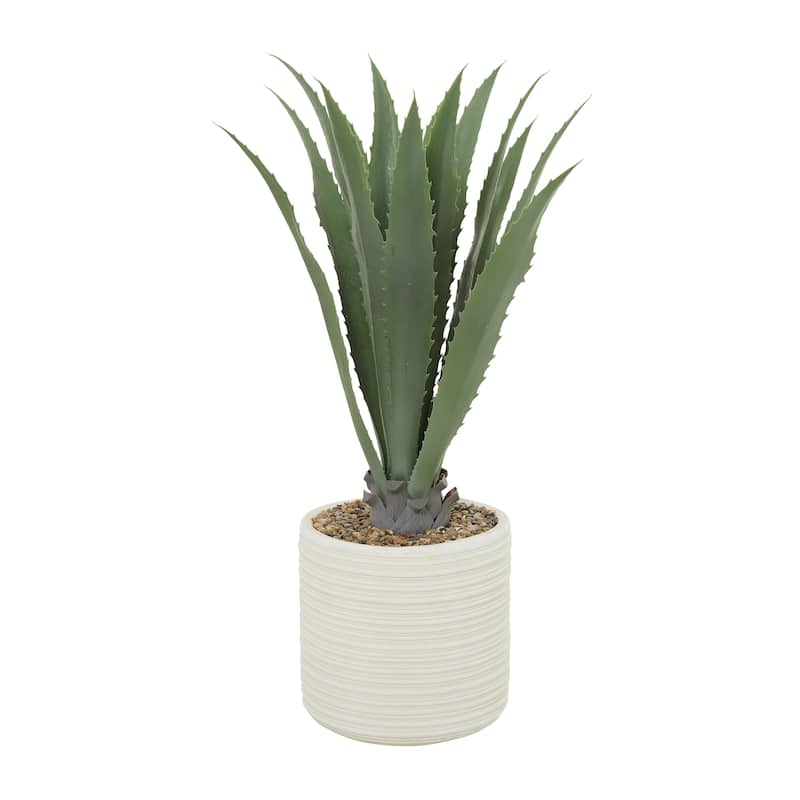 Faux Foliage Agave Artificial Plant with Realistic Leaves and Beige Ceramic Pot - Green - Roche River Decor - 26"W x 26"L x 41"H