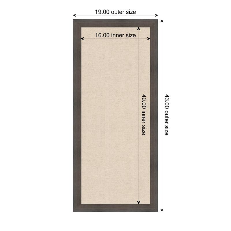 Amanti Art Framed Fabric Pinboard Natural Linen Printed Bulletin Board - Board Size 16 x 40 - Hardwood Chocolate Narrow