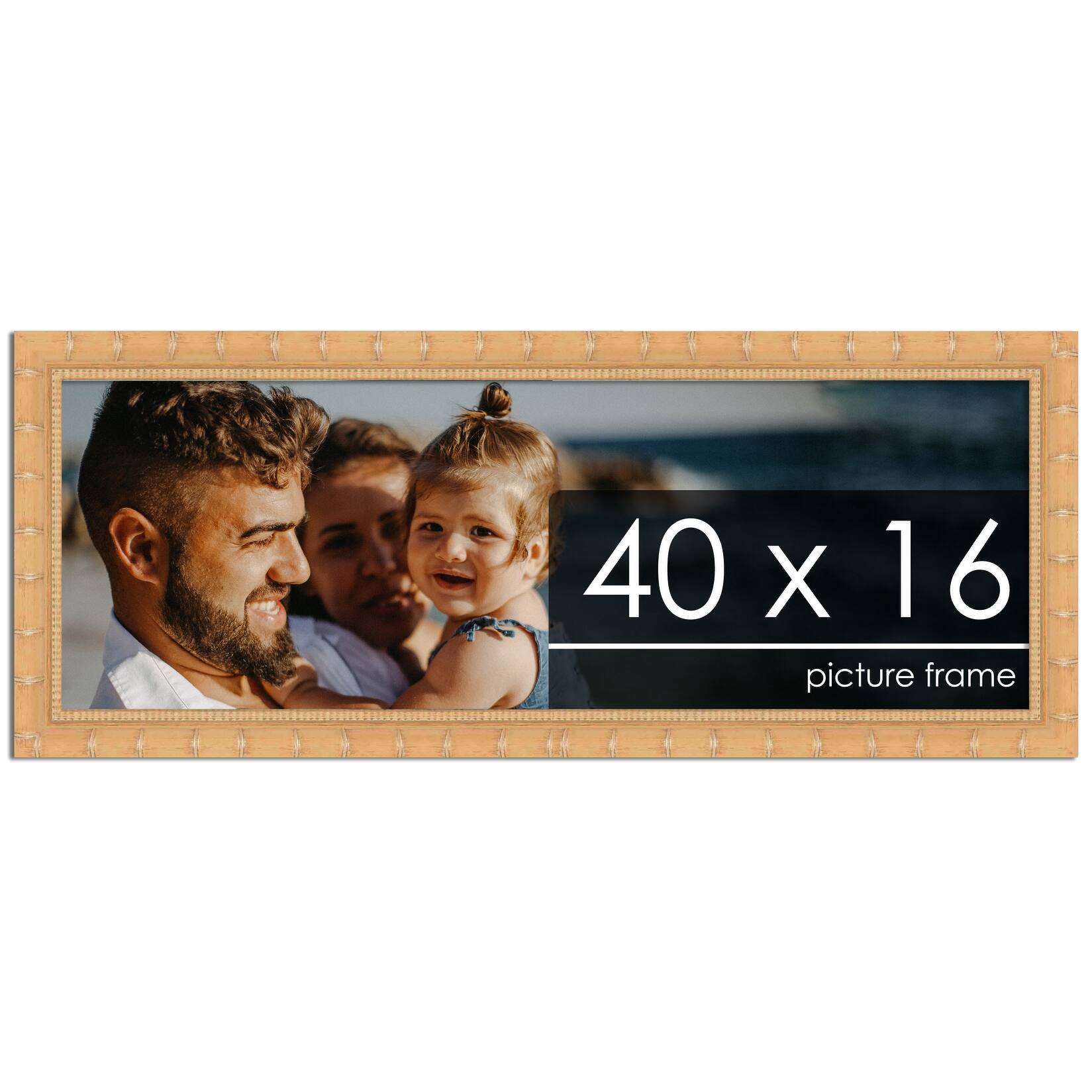 40x16 Bamboo Walnut Complete Wood Panoramic Frame with UV Acrylic, Foam