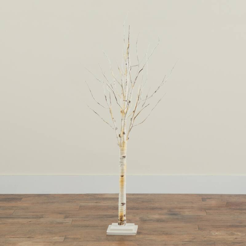 4ft. Pre-Lit Artificial Birch Tree with 50 Warm White LED Lights - Stylish Holiday X-Mas Accent Tree