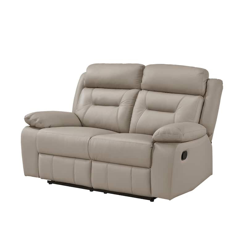 Conia Manual Double Reclining Loveseat, Latte Beige Leather, 63 Inch