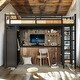 preview thumbnail 1 of 9, Metal Multi-functional Full Size Loft Bed with Desk,Shelves,Wardrobe,Kids and Baby Black