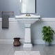 preview thumbnail 2 of 10, India Reserve 22.8" White Porcelain Wall Mount Pedestal Sink with Green Gold Accent - Renovators Supply