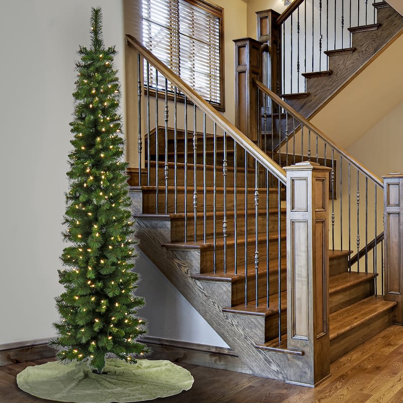 National Tree Company 6 ft. Pre-Lit Nooksack Fir Pencil Slim Tree with LED Lights - 6 Foot