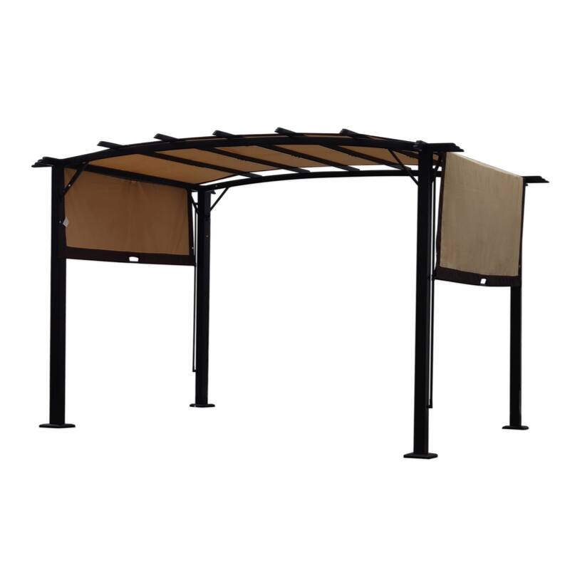 12 x 9 Ft Outdoor Pergola Patio Gazebo,Retractable Shade Canopy,Steel Frame Grape Gazebo
